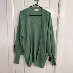 Lush Mint Green Open-Front Cardigan